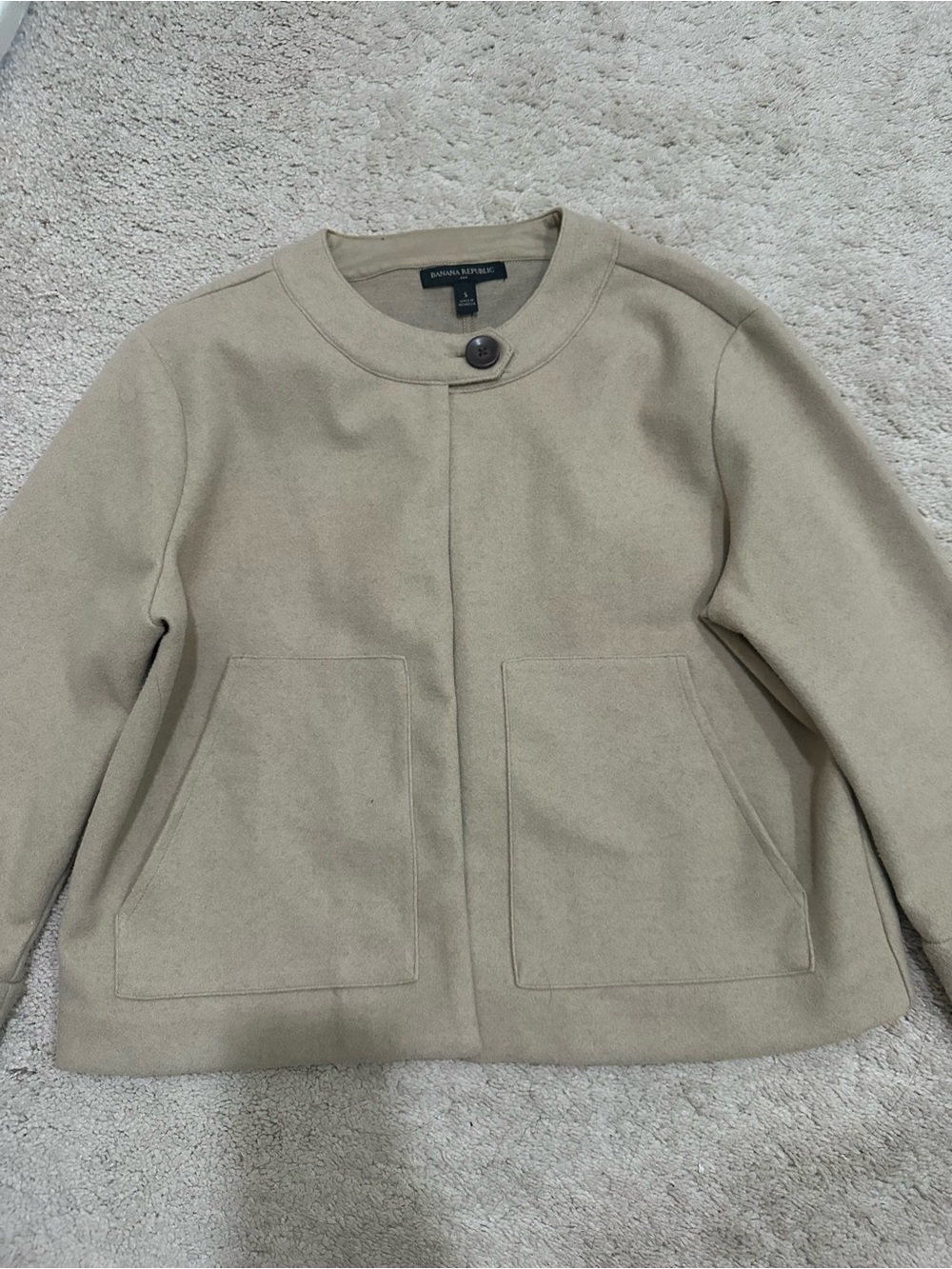 Banana Republic Women's Tan Collarless Pea Coat